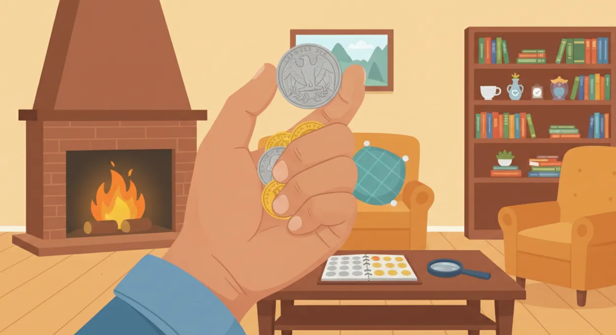 hand with US coins on it